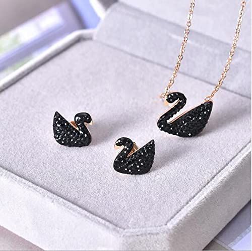 Black Swan Duck Shape With Golden Chain Charm Necklace