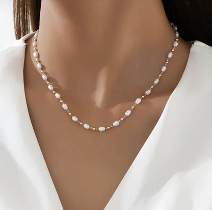 White Stone Pearl Zigzag Ladies Necklace For Women
