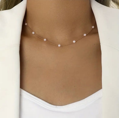 White Stone Pearl Zigzag Ladies Necklace For Women